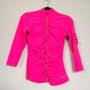 💕 Bebe Bright Pink ruched zip up VERY SEXY SZ S
